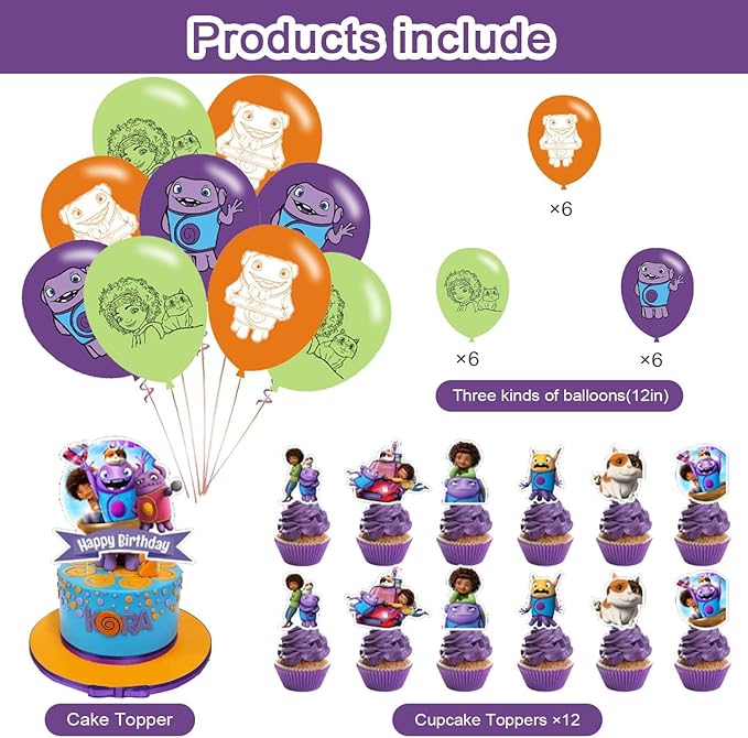 Home Movie Birthday Party Decorations,Cartoon Adventure Home Movie Theme Party Supplies for Kids Adults with Happy Birthday Banner Cake Topper Cupcake Toppers Balloons