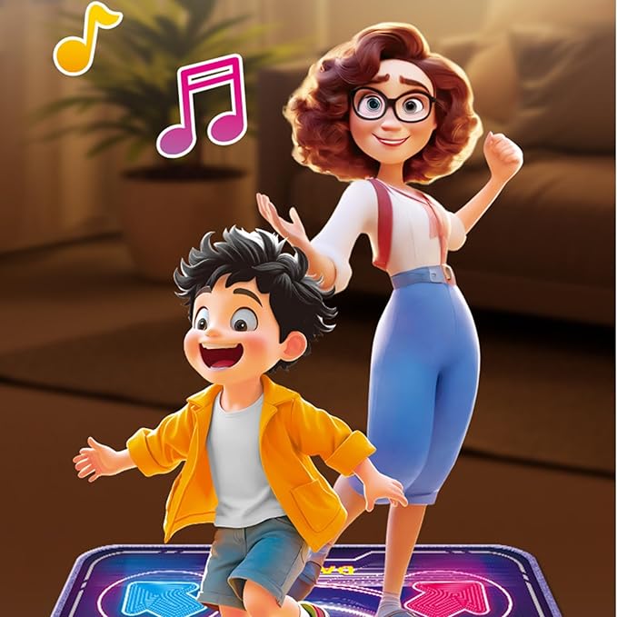 Dance Mat for Children Featuring 4 Light Up Buttons and Builtin Music for Kids Family Gathering Lightup Dance Mat