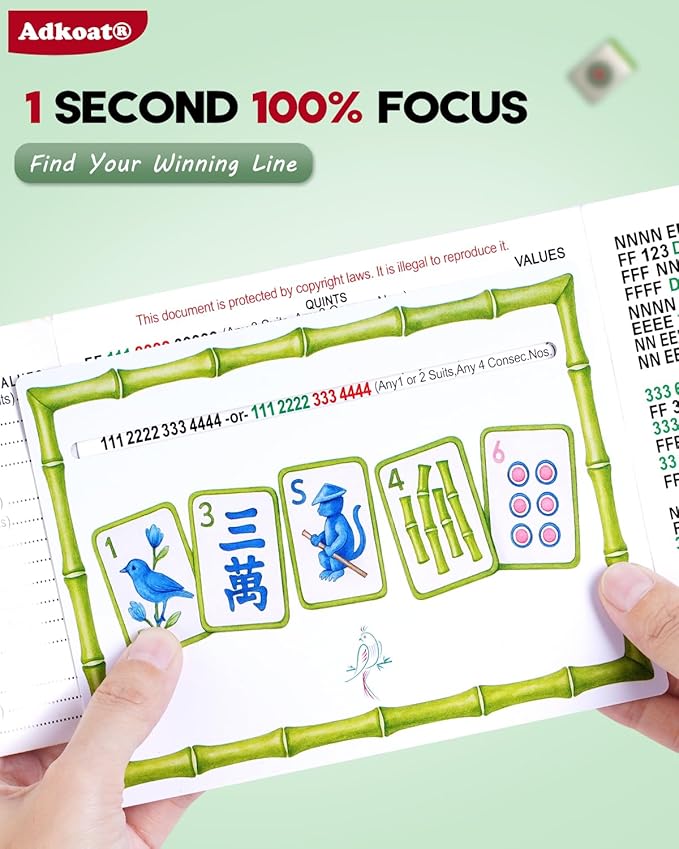 Adkoat® 4PCS Large Mahjong Line Finder - Mah Jongg Card Reader Guided Overlays Tracker - ADHD Dyslexia Aid Tool - Marker Reading Ruler - Warterproof & Portable Mah Jongg Accessories and Gifts