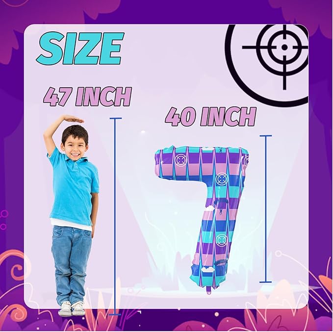 40 Inch Video Game Theme Number 7 Balloons Large Birthday Party Number Balloons Piñata Gaming for Kids Battle Boys Birthday Party Decoration Supplies