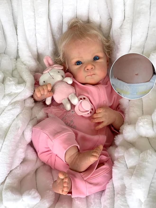Anano Reborn Baby Dolls Silicone Full Body-18 in Realistic Baby Doll Newborn Girl, Full Silicone Babys Doll Lifelike, Real Life Babys Reborn Dolls Washable with Accessories