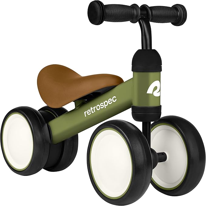 Retrospec Cricket Baby Balance Bike, 4-Wheel Ride-On Toy for Ages 12-24 Months – First Bike & Toddler Bike for 1 Year Old Boys & Girls, First Birthday Gift