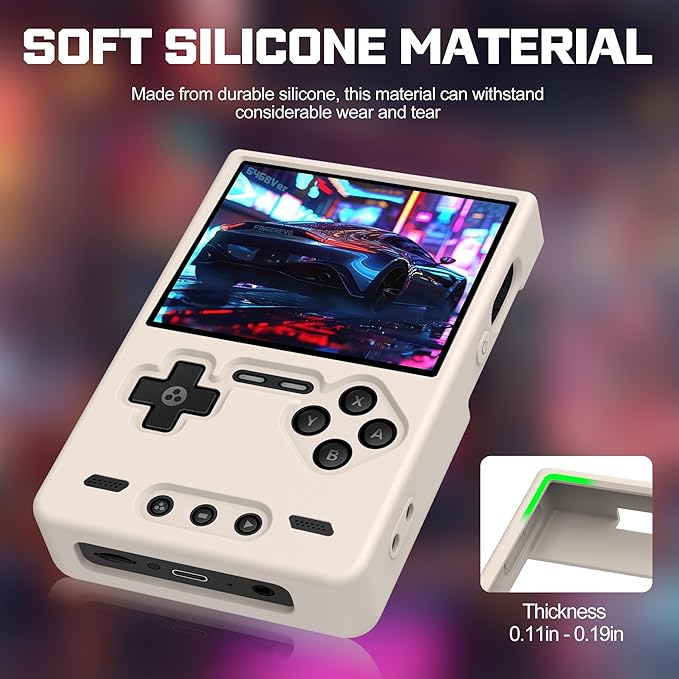 Silicone Case for Trimui Brick, Anti-Slip, Shock Proof, Soft Protective Case for Trimui Brick Handheld Game Console with Lanyard - White