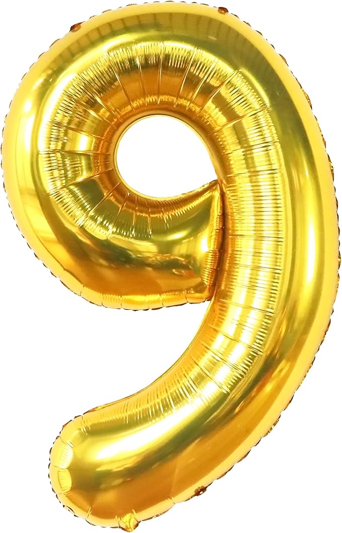 KatchOn, Giant Gold Number 9 Balloon - 40 Inch | Foil 9 Birthday Balloon for 9th Birthday Decorations | 9th Anniversary Decoration | Gold Party Decoration