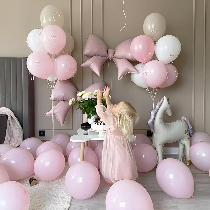38 Inch Pink Bow Foil Balloons, Large Pink Mylar Bowknot Balloons Coquette Party Decorations for Girls Women Birthday Baby Shower Bridal Shower Engagement Wedding Bachelorette Anniversary Decorations