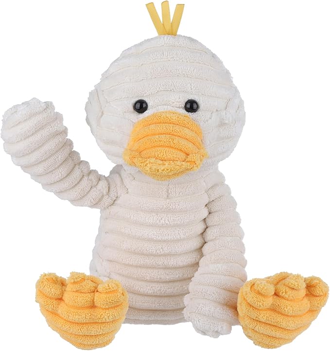 Apricot Lamb Toys Plush White Corduroy Duck with Thin Foot Stuffed Animal Soft Cuddly Perfect for Kids