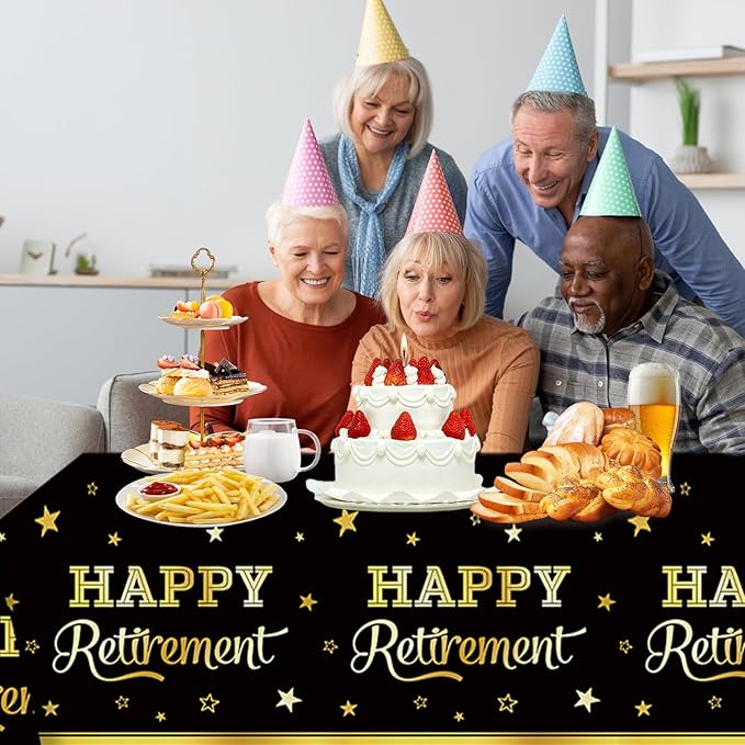 Egami 2pcs Retirement Tablecloth for Bladies and Gentlemen Retirement Party Supplies Decorations 108 inches x 54 inches for Retirement Party Supplies