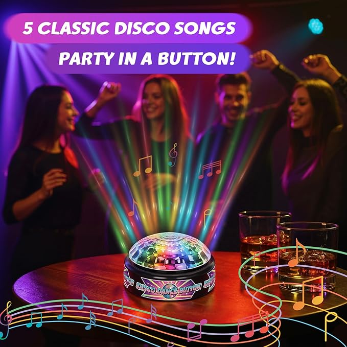 FunisFun Disco Dance Button with 5 Classic Disco Songs, Funny Sound Button for Party Supplies, Novelty Toys for Playing Jokes, Gag Gifts for Office Coworkers and Adults
