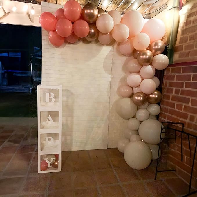 Blush Pink Balloons, 60 Packs 12 Inch Retro Pink Double Stuffed Nude Beige Balloon, Dusty Pink and Rose Gold Boho Balloons Set for Girls Women Birthday Bridal Baby Shower Weddings Party Decoration