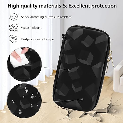 Supmay Hard Travel Case for My Arcade Tetris Pocket Player Pro, Strategic Puzzle Games, Retro Portable Game Console Protection Case with Mesh Pocket for Batteries and USB-C Cable, Black