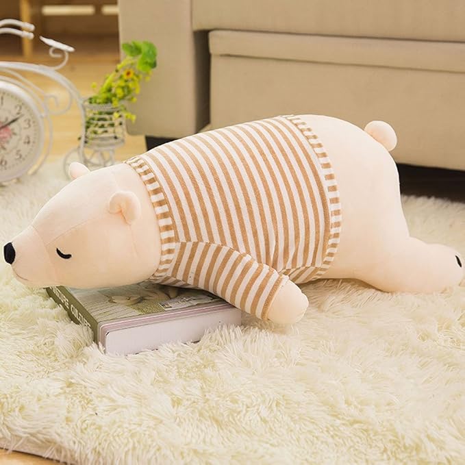 MMTTAO Stuffed Polar Bear Animal Plush Toy 24 Inch Large White Sleeping Bear Animal Stuff Soft Plushies Cute Dolls Collection Huggable Pillow Cushion Birthday Gift for Kids Child Boys Girls, 24Inches