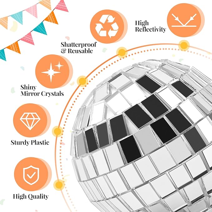 30 PCS Disco Balls Cake Decoration, Small Silver Reflective Mirror Ball Disco Table Decor 70s Disco Themed Party Supplies for Festive, 4 Sizes