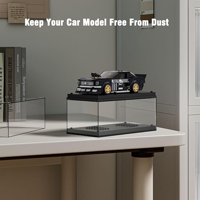 Speed Champion Display Case, Parking Garage Acrylic Display Case, 7.8 x 3.4 x 4.1 Inches, Collectibles Dustproof Showcase for Racing Sports Car Toy (Case Only)