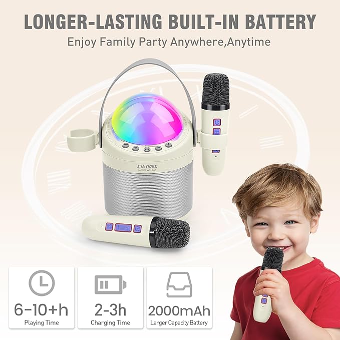Karaoke Machine for Kids Adults Unique Astronaut Shape Portable Bluetooth Speaker with Wireless Microphone Home Party KTV Birthday for Girls Boys Toddler Teens Ages 2-12 +Year Old Kids