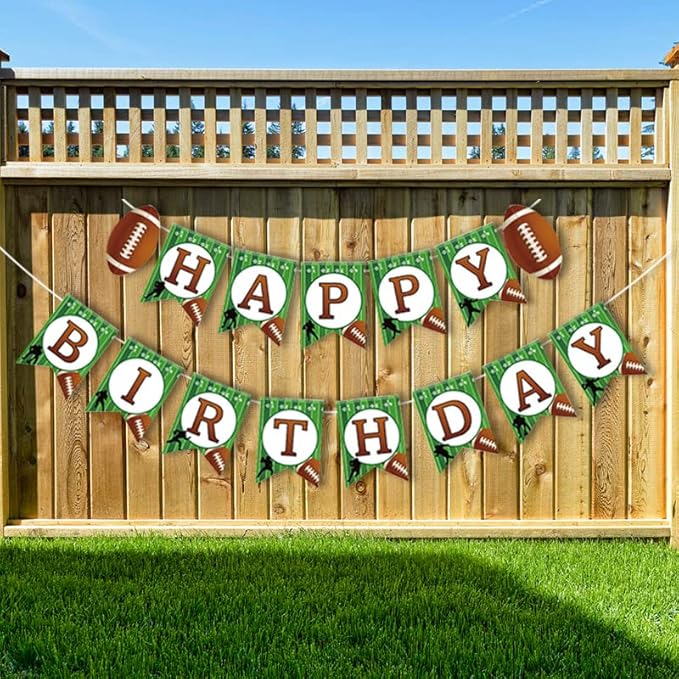 Football Party Decorations Happy Birthday Banner Party Supplies String Flags Football Bowl Game Sport Themed Bunting Sign Party Decor Favors