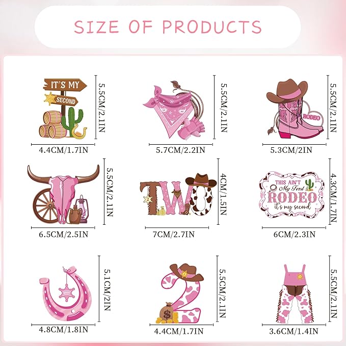 This Ain't My First Rodeo It's My Second Cupcake Toppers, Cowgirl 2nd Birthday Party Cake Decorations, Western Rodeo Theme 2 Years Old Birthday Cupcake Picks Decor for Girls