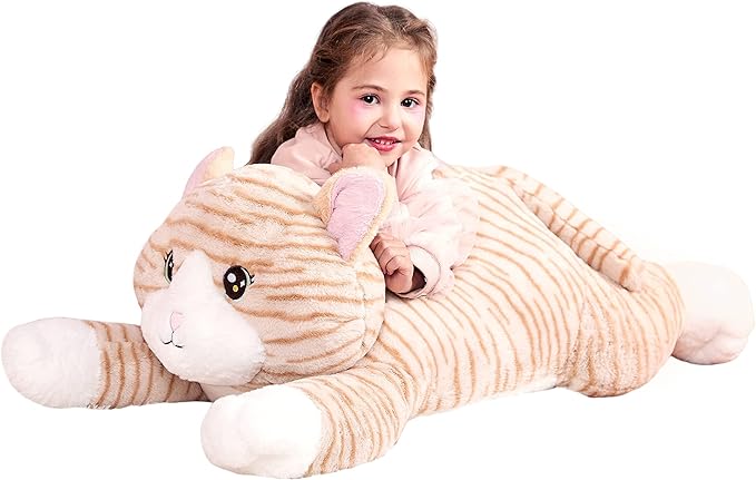 IKASA Large Cat Stuffed Animal Plush Toy,Giant Kitten Cute Jumbo Soft Toys,Huge Big Size Plushy Gigantic Plushie,Gifts for Kid Girl (30 inches, Orange)