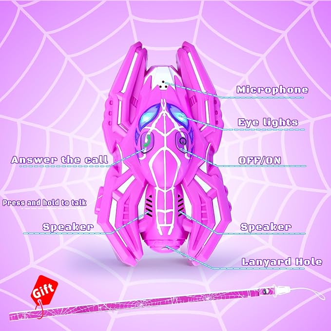 Spiders Walkie Talkies for Girls Toys|Walkie Talkies for Toddlers Age 3-8 Year Old|Camping Gear Outdoor Hiking Newsletter|Long Distance Wireless Telephone Receiver for 3-5 4-8 Year Old Kids Gifts
