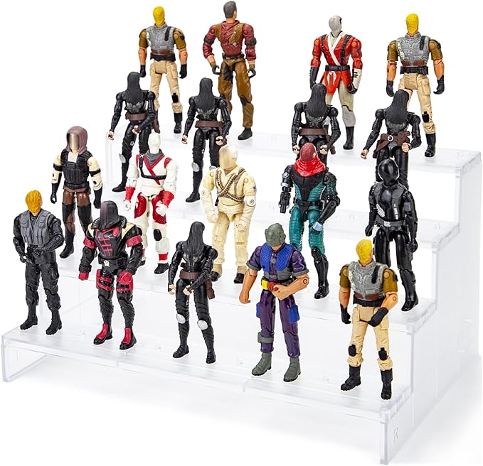 SIXPOINTS 3.75 inch Action Figure Riser Display Shelf With Peg ,4 Tier Toy Collectibles Organizer,Compatible with 1/18 Scale Vintage Star Wars /G.i Joe Figures toy