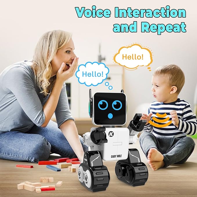 okk Robot Toys for Kids, Programmable Remote Control Robot, Interactive Toys with Coin Bank, LED and Tray, Walking Talking Singing Dancing Gift for Boys Girl（White）