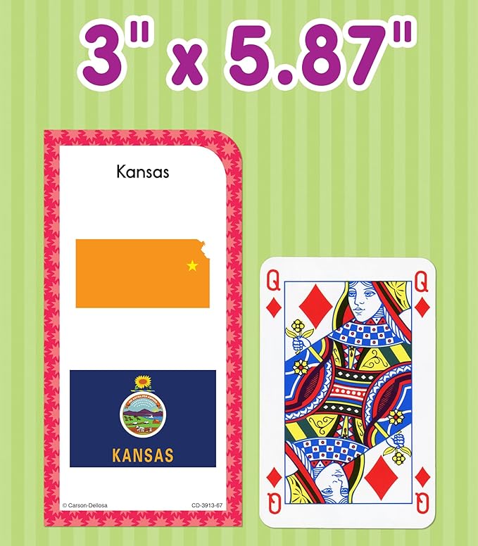 Carson Dellosa States and Capitals Flash Cards for Kids Ages 8+, Geography Flash Cards with US History, Fun Facts, Grade 3, Grade 4 and Grade 5