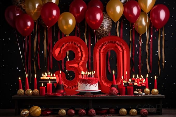 40 Inch Red Number Balloons 30 Mylar Foil Helium Digital Balloon 30th Anniversary Event Celebration 30th Birthday Party Decor Supplies 10 Pcs