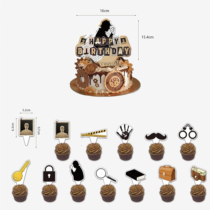 Detective Party Decorations Detective Birthday Party Supplies Includes Detective Birthday Banner Cake Topper Cupcake Topper Balloons for Top Secret Party Mystery Party Spy Theme Party Decorations