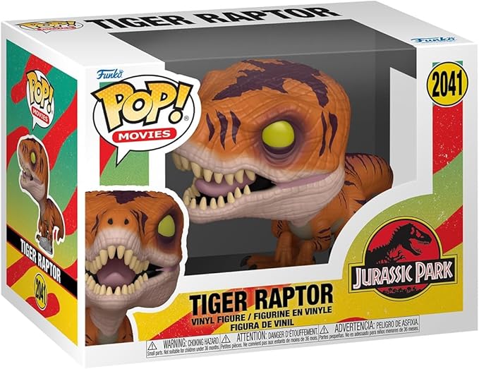 Funko Pop! Movies: Jurassic Park - Tiger Raptor - Collectable Vinyl Figure - Gift Idea - Official Merchandise - Toys for Kids & Adults - Action/Adventure Fans - Model Figure for Collectors