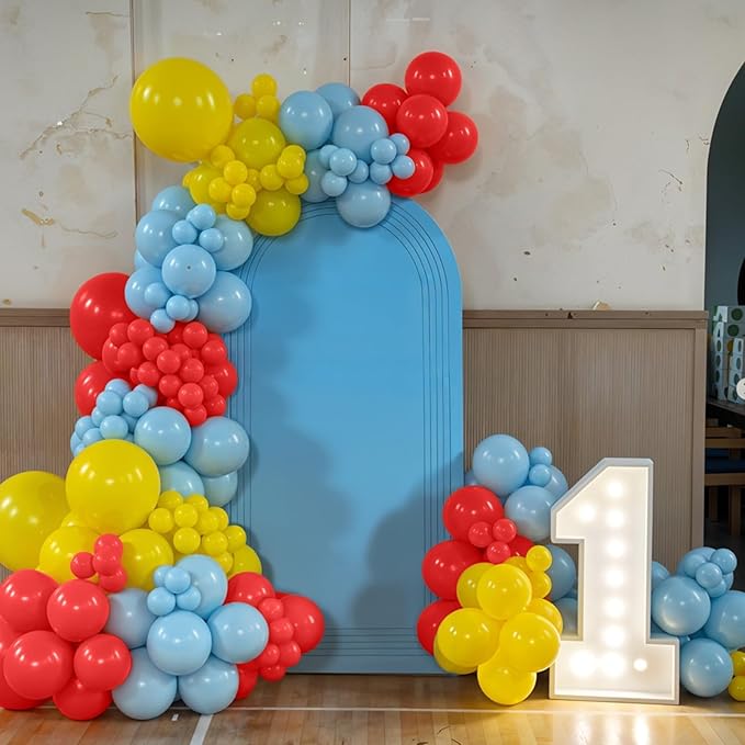 Dog Balloon Arch Kit, Red Blue Yellow Paw Print Balloons Garland Kit with Animal Bone Paw Foil Balloons for Cartoon Dog Themed Birthday Paw Birthday Party Decorations