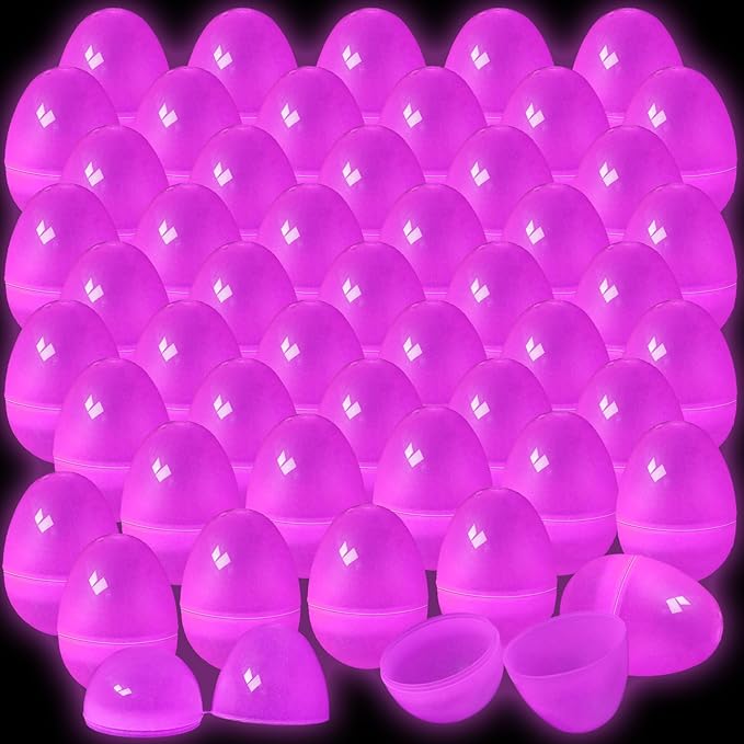 ShinyRelief 36 Pcs Glow in the Dark Easter Eggs 2.4 Inch Plastic Fillable Eggs Bulk,easter Basket Stuffers Gifts Party Favors Decorations Supplies(Pink)