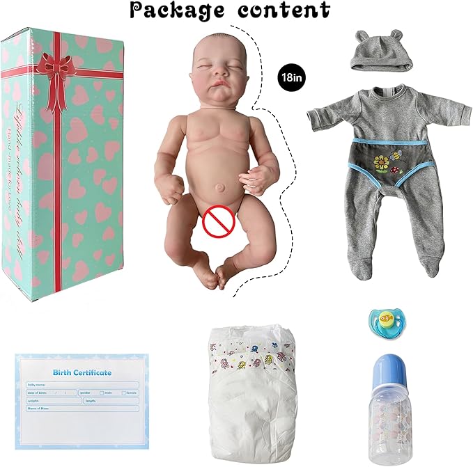 Realistic Reborn Baby Dolls Boy 17-Inch Realistic Baby Doll Soft Vinyl Lifelike Babe Newborn Babe Dolls Accessories for 3+ Years Old (Blue)