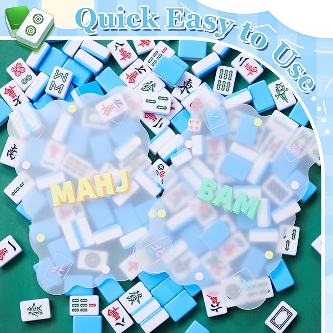 Soulchen 4 Pcs Mahjong Tile Mixer Shufflers for Mixing and Shuffling Tiles Plastic Mahjong Accessories Gifts for Lovers Games Decorative Printed Design (Transparent Frosted Print)