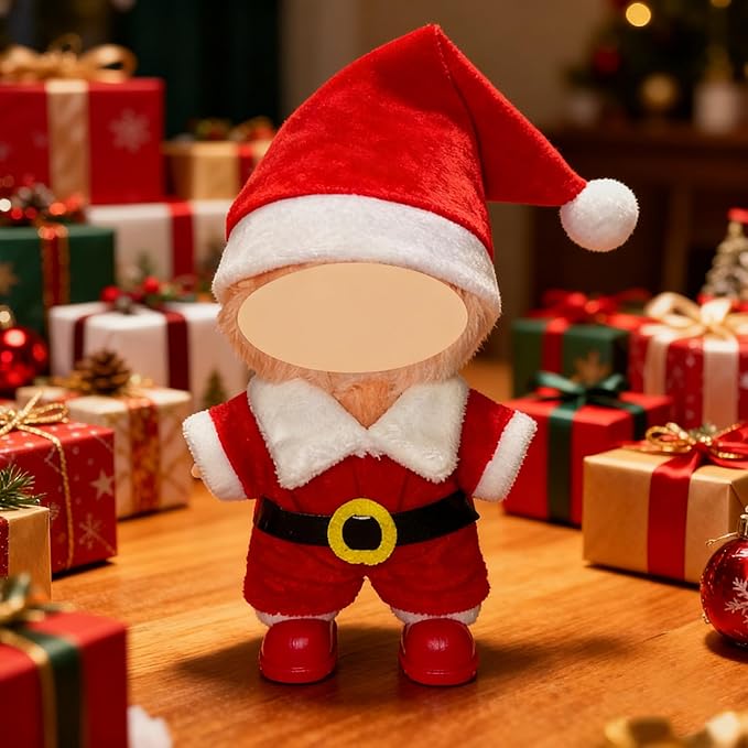 Christmas Doll Clothes for 17cm Dolls, 3 Sets Christmas Outfits Snow Man Santa Claus with Santa Hat Top Shoes & Accessories for Dolls Holiday Dressing up(No Doll)