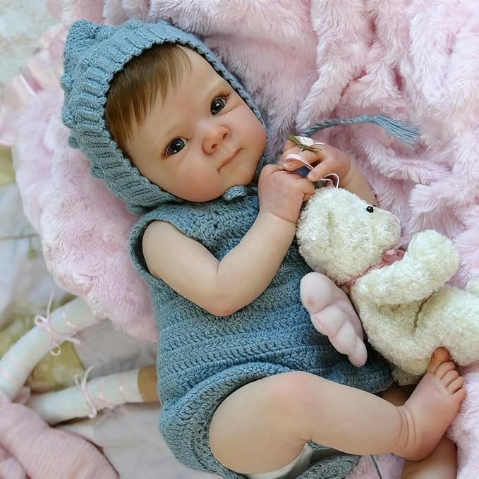 Anano Reborn Baby Dolls Silicone Full Body Girl 18 Inch Realistic Baby Doll Lifelike, Full Silicone Babys Doll Newborn Girl, Real Life Reborn Dolls Washable