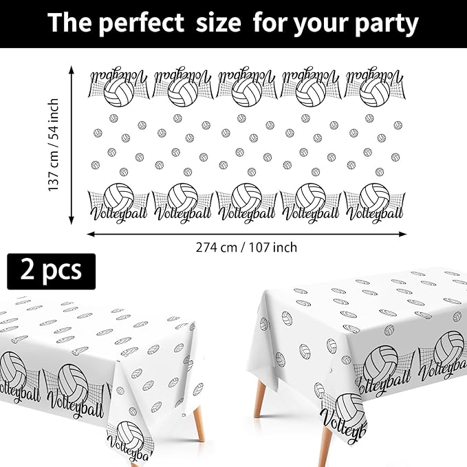 Grencian 98Pcs Volleyball Birthday Party Supplies 96Pcs Volleyball Paper Plates Napkins Forks 2 Pcs Tablecloths Sports Theme Party Disposable Tableware for Girls Birthday Decorations Serves 24
