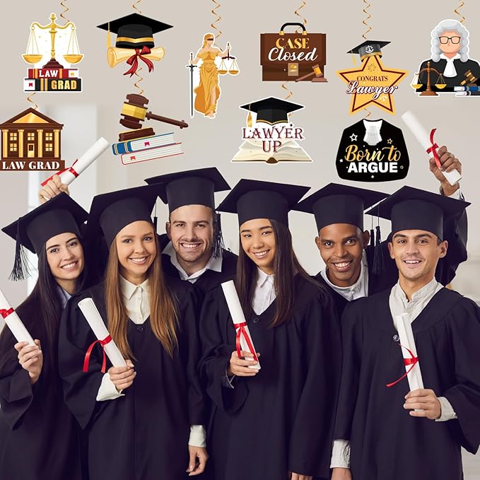 Law School Graduation Decorations 2026, Law School Grad Banner Hanging Swirls Class of 2026 Decorations for Lawyer Graduation Party Supplies