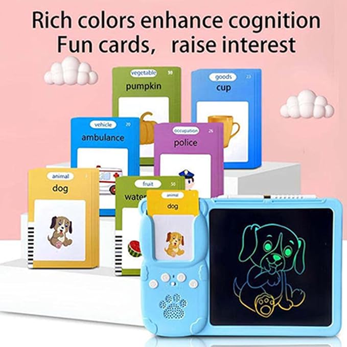 Talking Flash Cards - Kids Speech Trainer, Portable Learning Device, Audio Word Cards, Pocket Study Tool | Interactive Vocabulary System Portable Early Education Practice for toddlerse