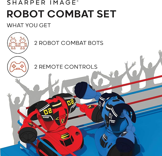 Sharper Image Robot Combat Set, Game Night RC 2-Player Remote Control Battle Robots, Kids Toys with LED Lights & Sound Effects, Wireless Infrared Technology, Fun Electronic Fighting Games