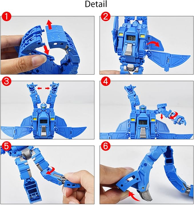Transformer Watch Dinosaur Robot Toys,Transforming Deformation Electronic Watch Dinosaur Animal Robot Toys for Kids Boys Girls Age 4 5 6 7 8 (White)