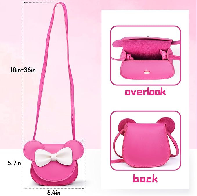 Pretend Play Toddler Girl Purse with Makeup Toys Set, Little Girls Purse Toys for 3 4 5 6 7 Year Old Girl Gifts, Kids Purse for Christmas, Birthday Gifts for Ages 3-5 4-5 6-8 Rose Red