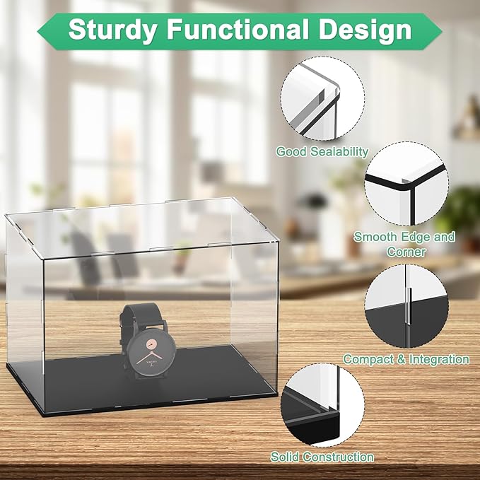 Clear Acrylic Display Case, 12 x 8 x 8 Inch Assemble Acrylic Display Box Rectangular Dustproof for Action Figures/Model/Statues/Collectibles/Doll/Toys/Home Storage