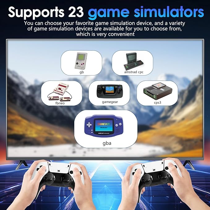 TEFELE 2026New Wireless Retro Game Console 23 Simulators and Over 40,000 Games 2.4G Wireless Controllers(128G)