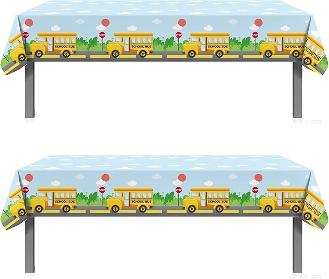 Oringaga 2PCS Welcome Back to School Party Supplies Plastic Table Cover - First Day of School/100 Days of School Party Decorations Favors Supplies Plastic Table Cloth Runner(86.61'' x 51.18'')