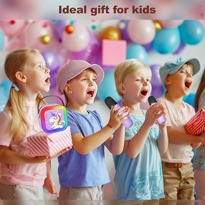Mini Karaoke Machine with 2 Microphones, Singing Toys for Ages 3, 4, 5, 6, 7, 8 +, Best Gift for Birthday, Party, Christmas | Karaoke Machine for Kids Adults (Purple)
