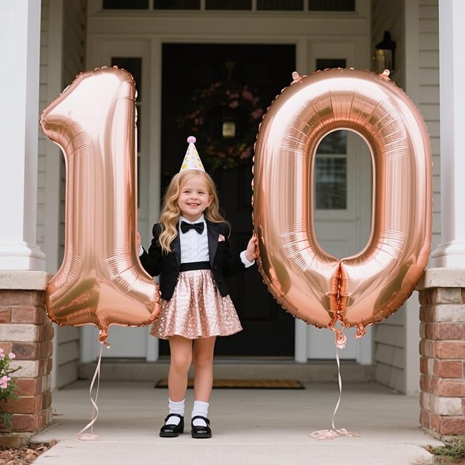 Rose Gold 40 Inch Jumbo Number 0 Balloons Foil Mylar Helium Balloons for 10 20 30 40 50 100 Champagne Gold Numbers Balloons Birthday & Anniversary Decorations Photo Props Decorations Supplies