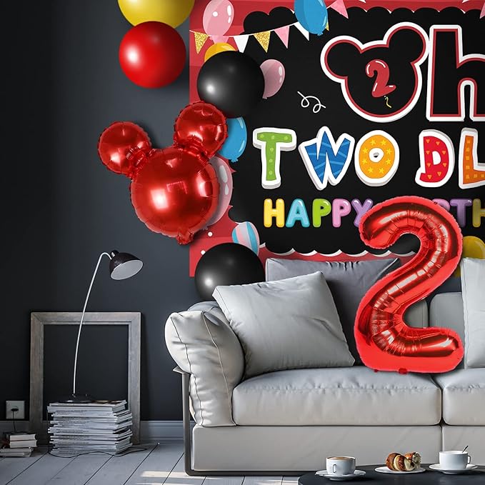 Oh Twodles Balloons Red Set Decor - Happy 2nd Birthday Party Theme Banner Backdrop Second Birthday Decorations For Baby Shower Supplies