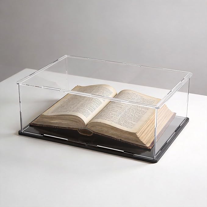 Acrylic Display Case for Collectibles and Toys, Versatile Clear Acrylic Display Box with Black Base for Showcase and Displaying, 16x10x5-inch