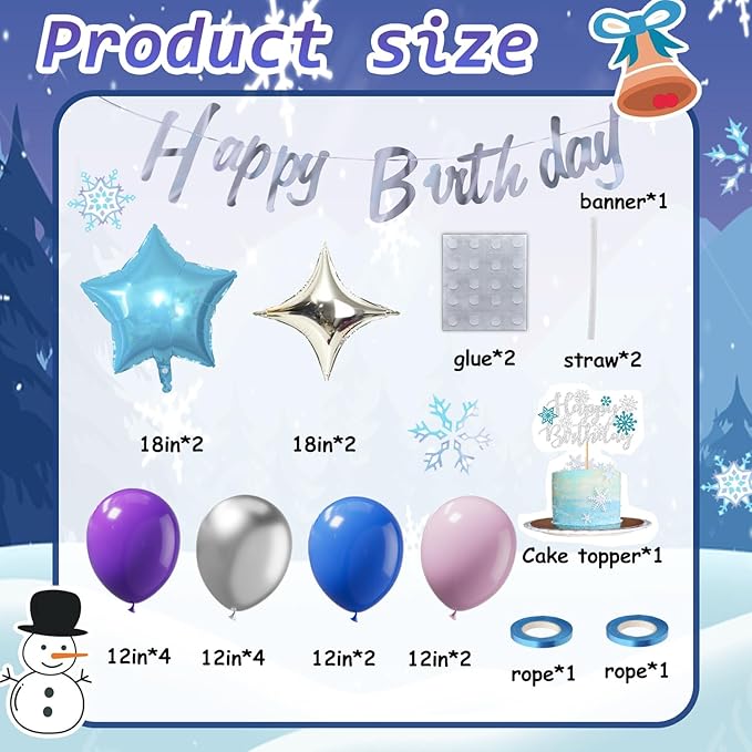 40 Inch Frozen Balloons number 6 Birthday Balloon,2 Giant snowflake foil balloons, 2 blue and silver star foil balloons Frozen Theme Party Supplies Winter Party Decoration For Girl's Birthday