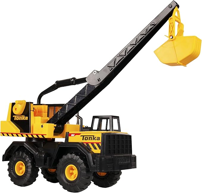 Tonka Steel Classics Mighty Crane - Made with Steel & Sturdy Plastic, Yellow Toy Construction Truck, Boys and Girls, Kids, Toddlers, Ages 3+