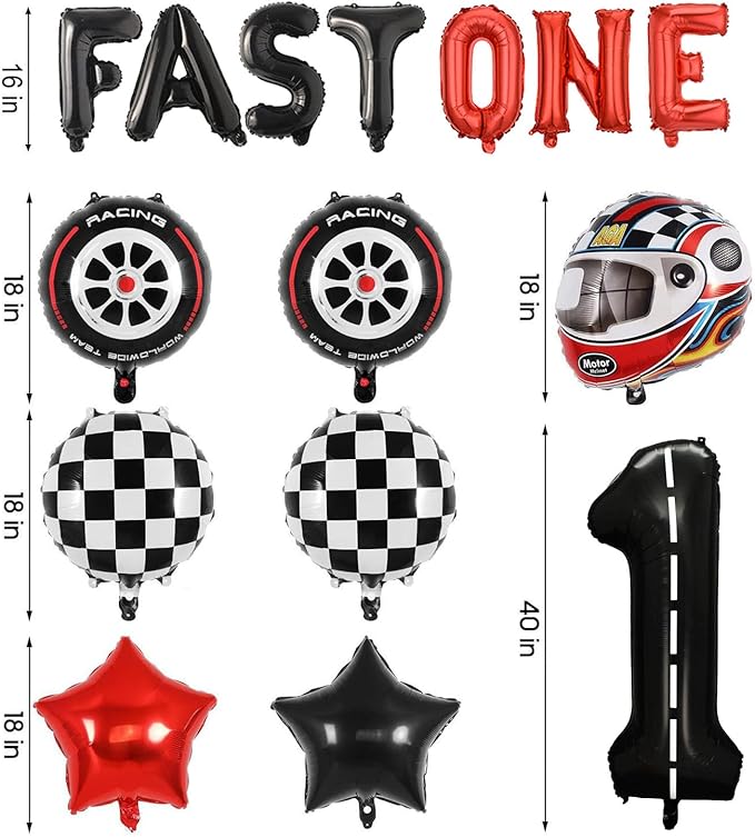 Fast One Race Car 1st Birthday Balloons Decoration Backdrop Racing Car 1st Birthday Decoration Boys Race Car Themed Bday Party Supplies